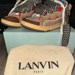 Lanvin Brown and Tan Sneakers with Cream Accents